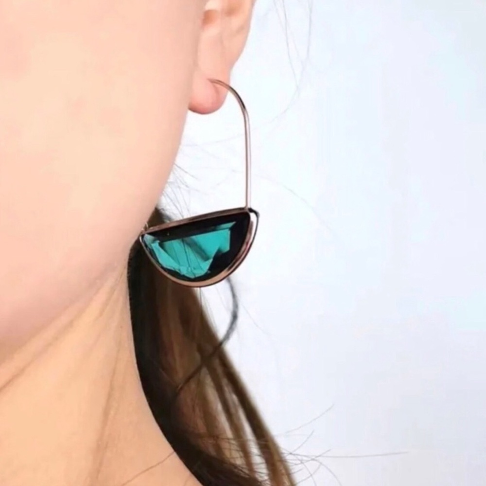 ✨3for$38 New Anthro Light Pink Crystal Crescent Hoop Earrings - Picture 9 of 12